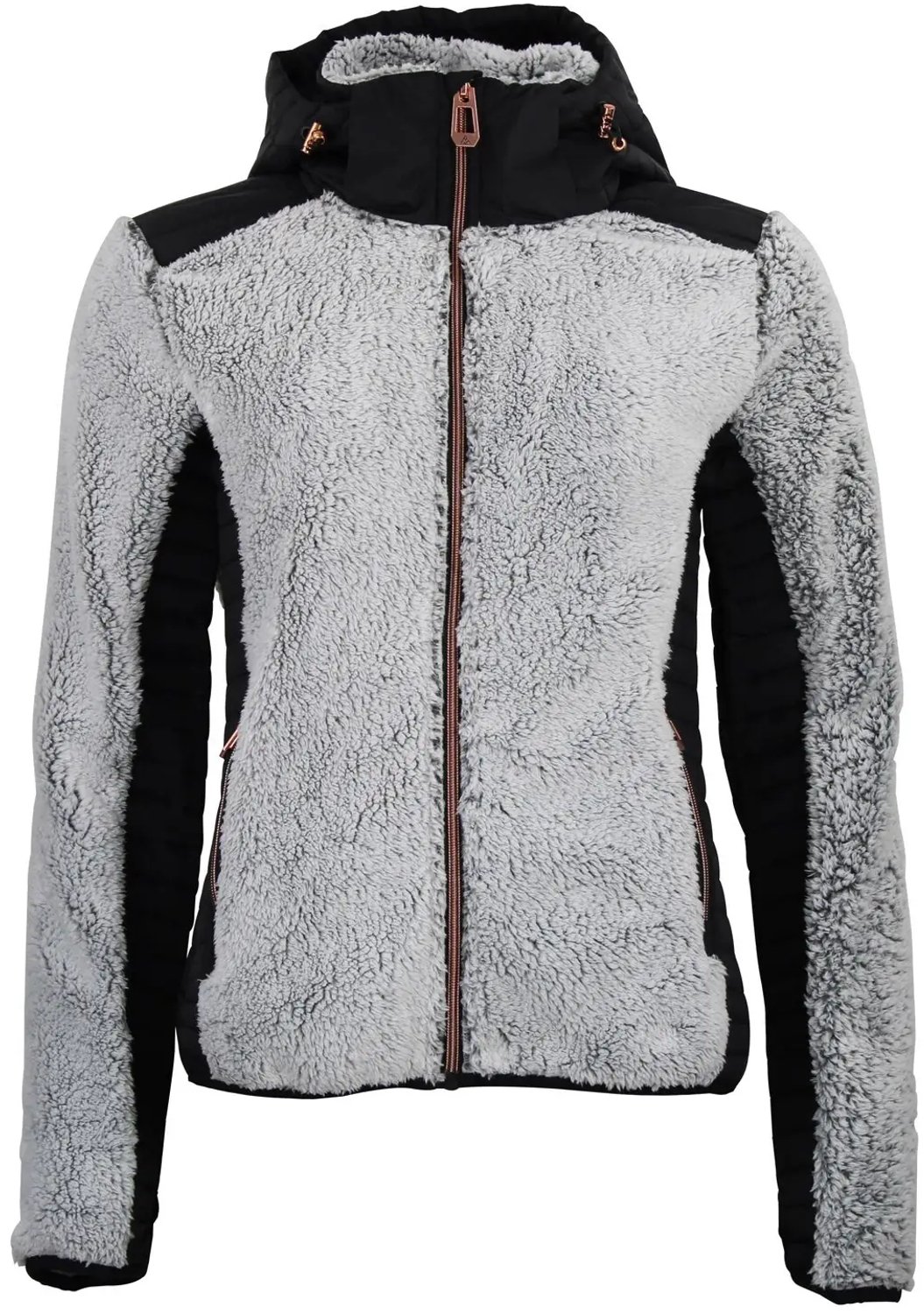 Dames gebreide hoodie met rits in twee materialen Peak Mountain Zwart