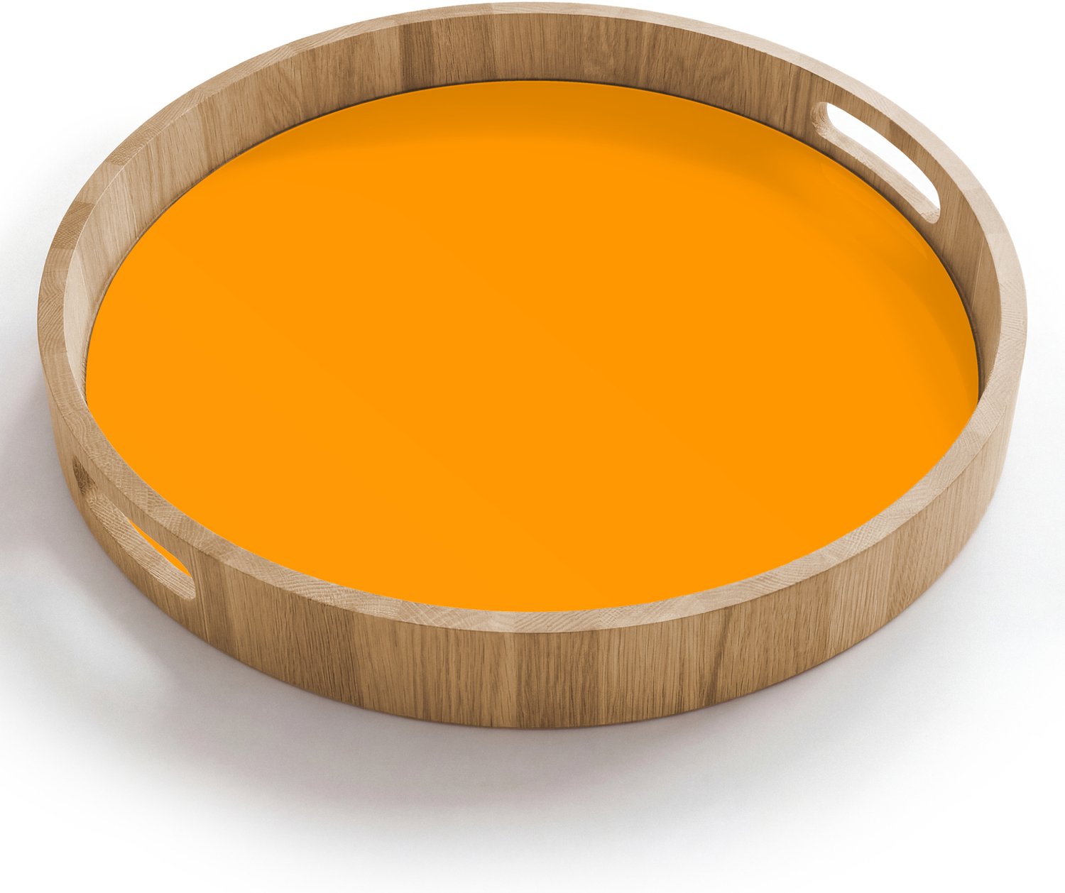 Dienblad rond 40x40 cm - Schootdienblad hout - Warm - Ochre - Oranje - Borrelplank rechthoek - Plateau houten dienbladen