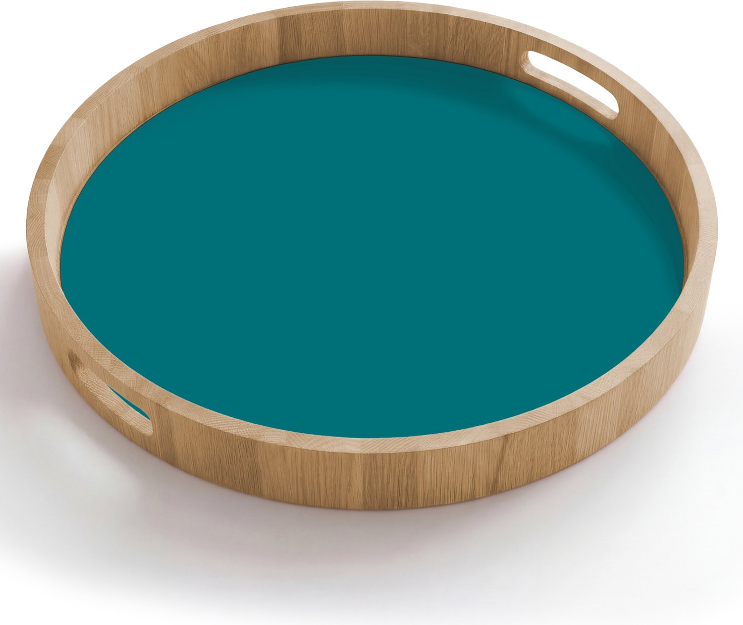 Dienblad rond 50x50 cm - Schootdienblad hout - Tropical - Peacock - Blauw - Borrelplank rechthoek - Plateau houten dienbladen
