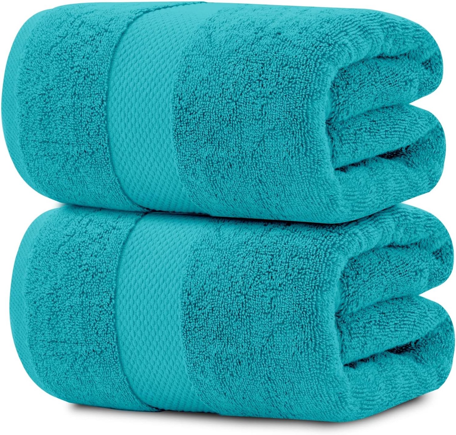 White Classic Luxe badlakens extra groot | Zeer absorberende hotel spa collectie badkamer handdoek | 85 x 180 cm | 2 stuks (aqua)