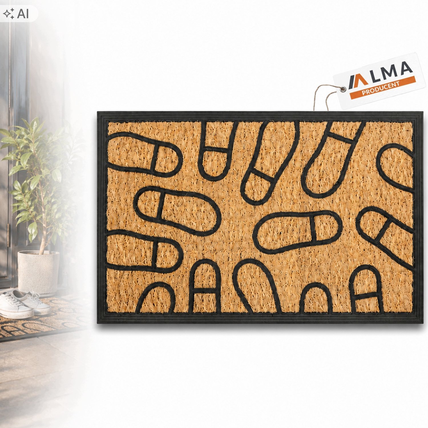 Kokosmat Deurmat 40x60 cm - Rubberen Onderkant - 8mm Dik