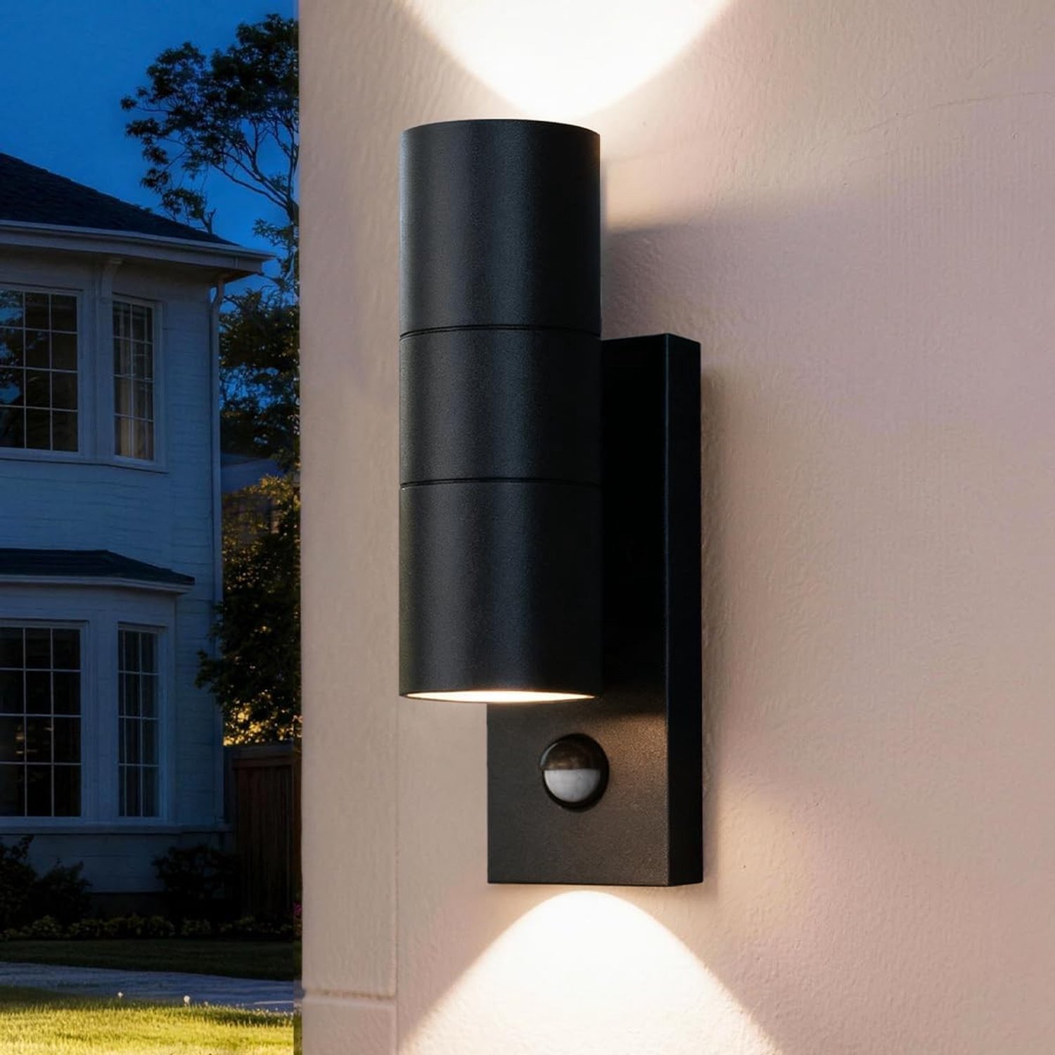 Wandlamp voor buiten met bewegingsmelder - Zwart - Aluminium - Voor Voordeur en Veranda