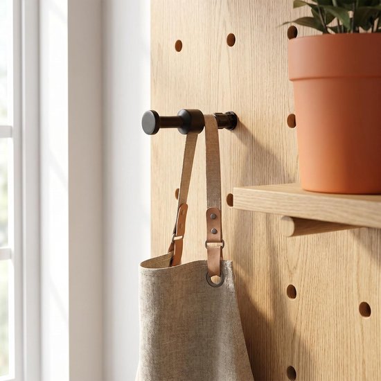 4 Stuks Delige Zwarte Ronde Pegboard Haak met Schroeven Moeren Stabiele Universele Wandhangers voor Gereedschap Rugzakken Kleine Ruimteorganisatie in Werkplaats Hal — afbeelding 4