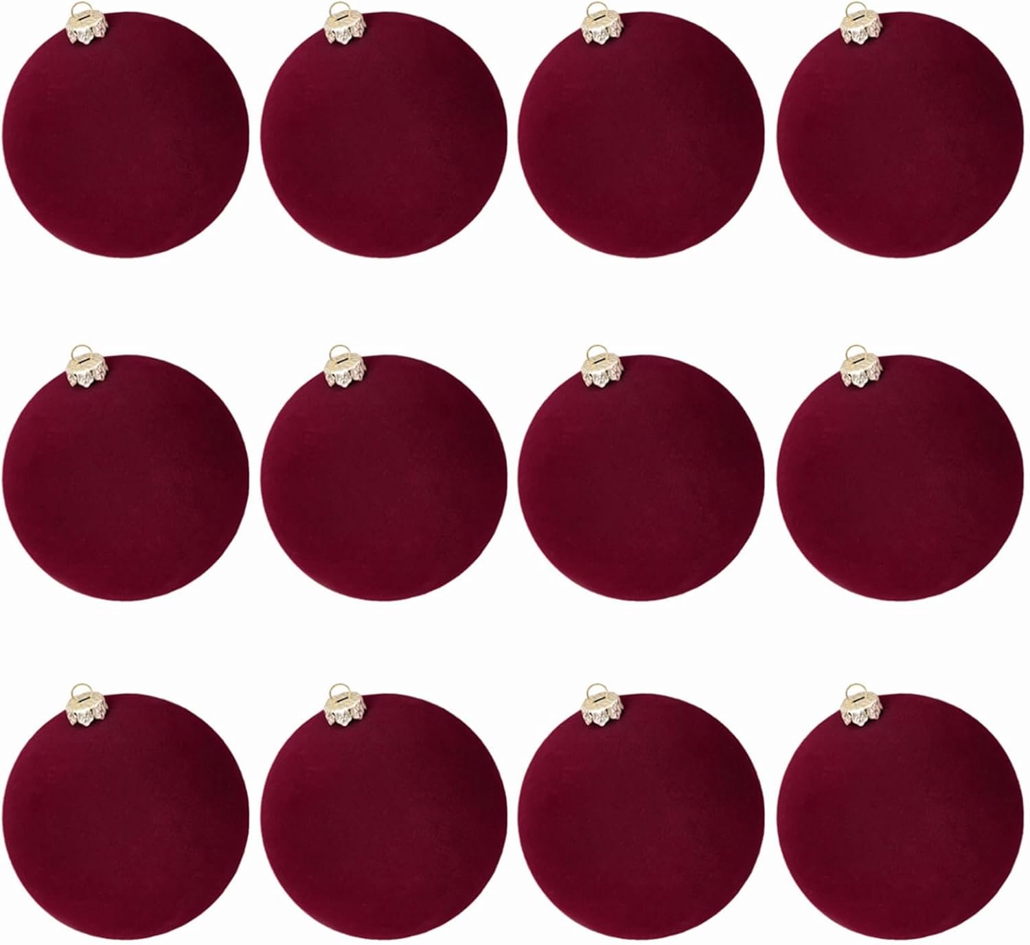 Fluwelen kerstversieringen, 12 stuks, 6 cm stroomden kerstboomballen, onbreekbaar, decoratief ophangen voor bruiloftsfeest, kerstbomen (wijnrood)