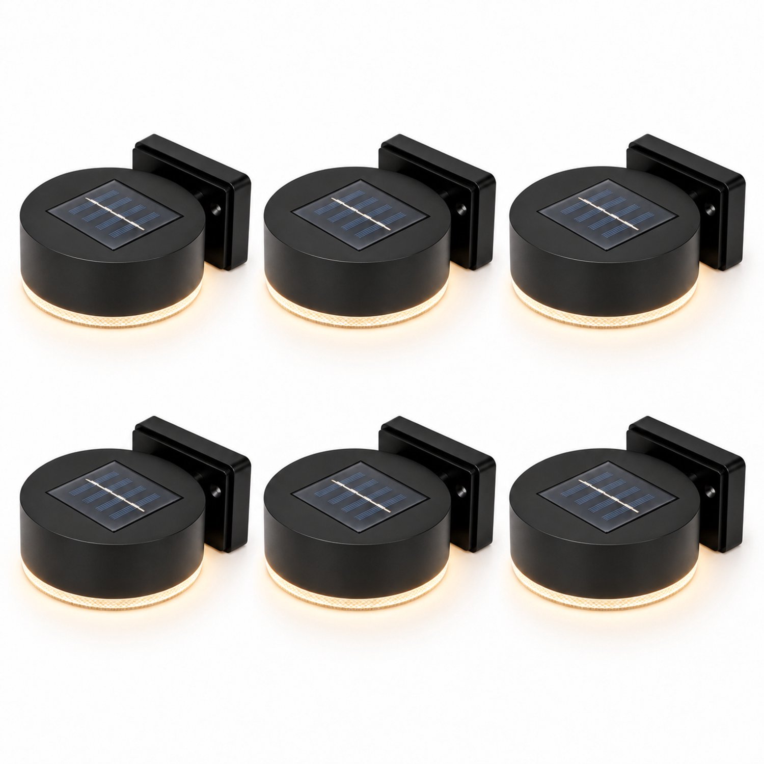 Solar Wandlamp Rond - Warmwit - Set van 6 - Inclusief Montagesets