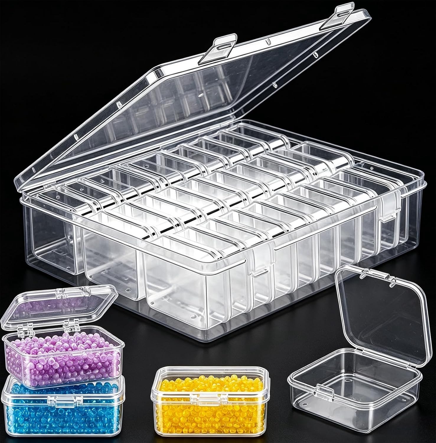 Kleine Plastic Opbergdozen, 30 Stuks, Afmetingen 5.5 x 5.5 x 2 cm, Ideaal voor Organisatie en Opslag