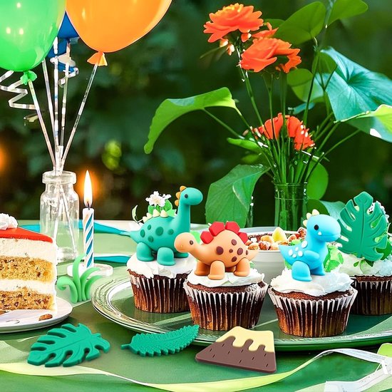 26 stuks luxe dinosaurus taartdecoratie 3D taartdecoratie Dino Cake | Feestdecoratie, dino-thema, taartdecoratie, geschikt voor baby's, kinderen, verjaardagsfeestdecoraties — afbeelding 2