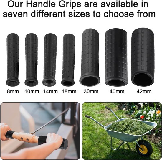 2 stuks kruiwagen rubberen handgrepen, ronde buizen, zwarte vervanging antislip grip geschikt voor tuinwagens kruiwagen (122 x 30 mm) — afbeelding 4