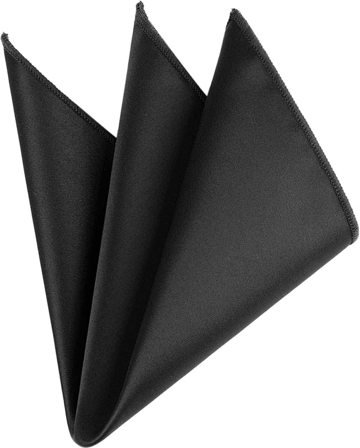 Zakdoek voor heren, effen, zacht, glanzend, glad, basic voor formele gelegenheden, bruiloft, feest, 23 x 23 cm, zwart