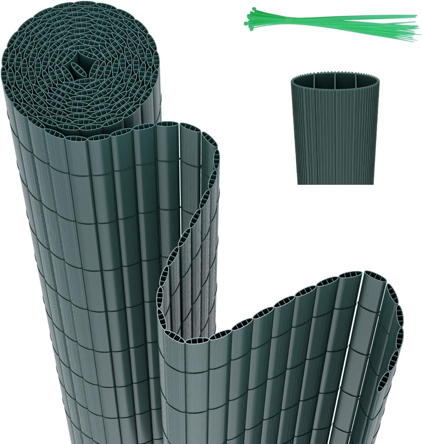 PVC inkijkbeschermingsmat, inkijkbescherming, 90 x 400 cm, drievoudige versterking voor binnen, balkon, inkijkbescherming, met kabelbinders, balkonbekleding, windbescherming voor balkon, tuin,