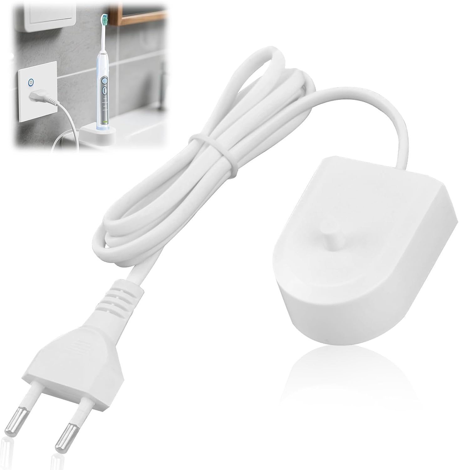 Vervangende Oplader voor Inductief Oplaadstation voor Elektrische Tandenborstels, Compatibel met HX3000, HX6000 en HX9000 Series, Ideaal voor Thuisgebruik en Reizen