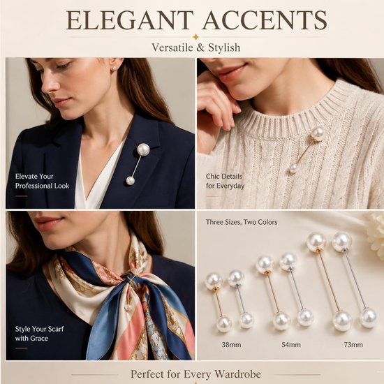 10 stuks brochenaalden met kunstmatige parels dames broche naald dubbele parel broche veiligheidsspelden trui dames parelkraag-pinnen voor meisjes kleding decoratie — afbeelding 3