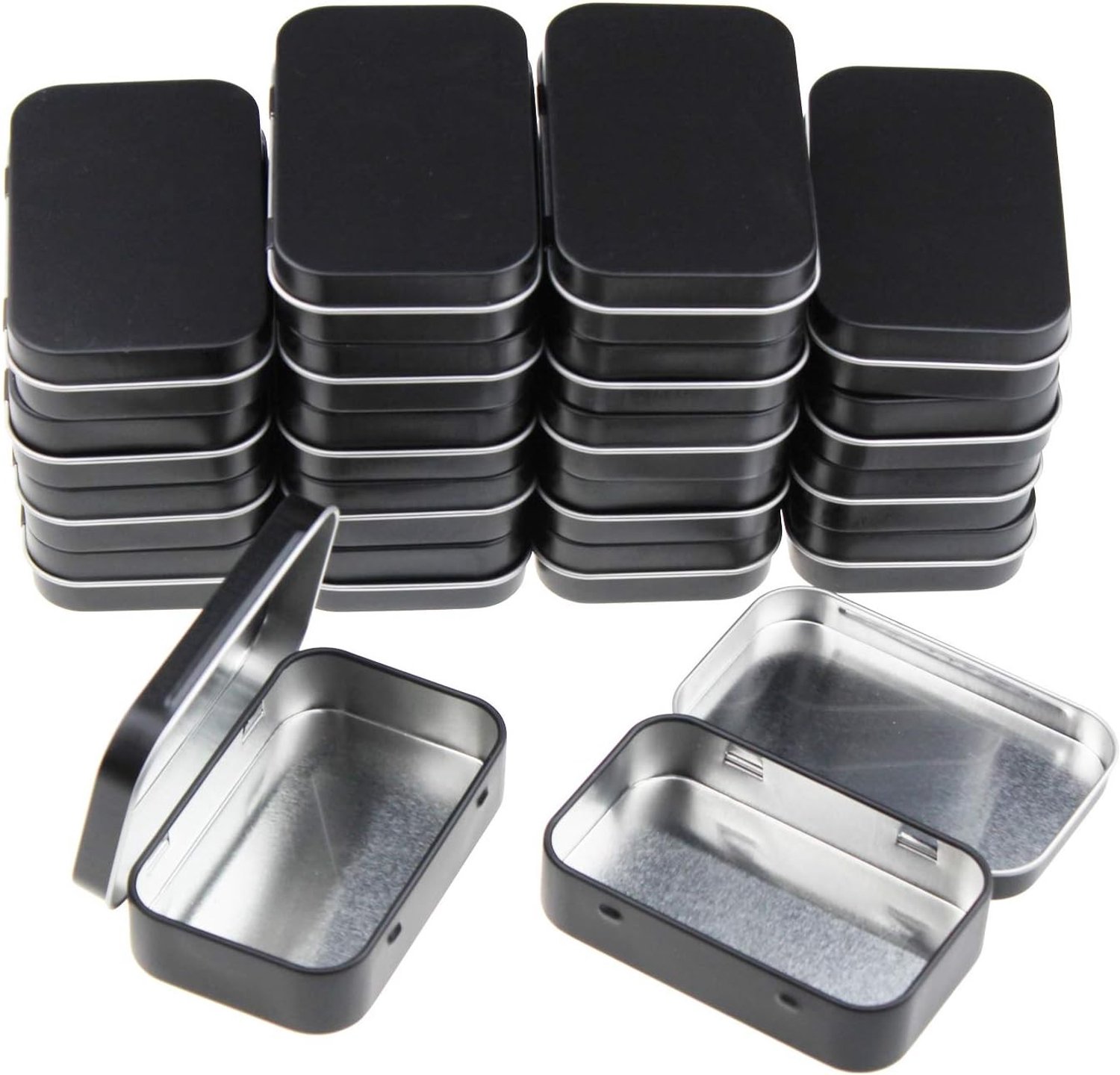 20 Stuks Rechthoekige Metalen Dozen Lege Scharnierdozen Voor Organisatie Thuis - Mini Box Set 95 x 62 x 20 mm Zwart, Opslag, Kantoorbenodigdheden