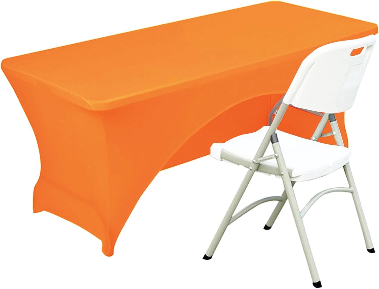 Spandex Tafelhoes 6ft. Hoeslaken Polyester Tafelkleed Stretch Tafelkleed Tafelkleed Tafel Topper Open Rug - Oranje