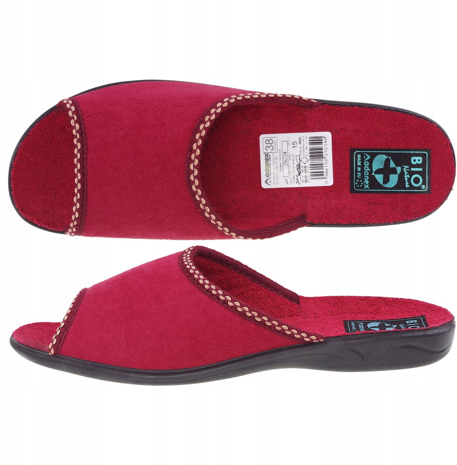 Adanex Dames Pantoffels BIO PU 29234 Welur Bordo Maat 38
