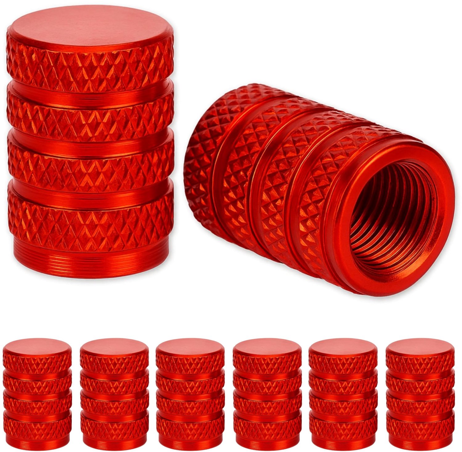 Ventieldopjes aluminium 8 stuks - rood - met dichting - beschermt ventielen - ShopVlot