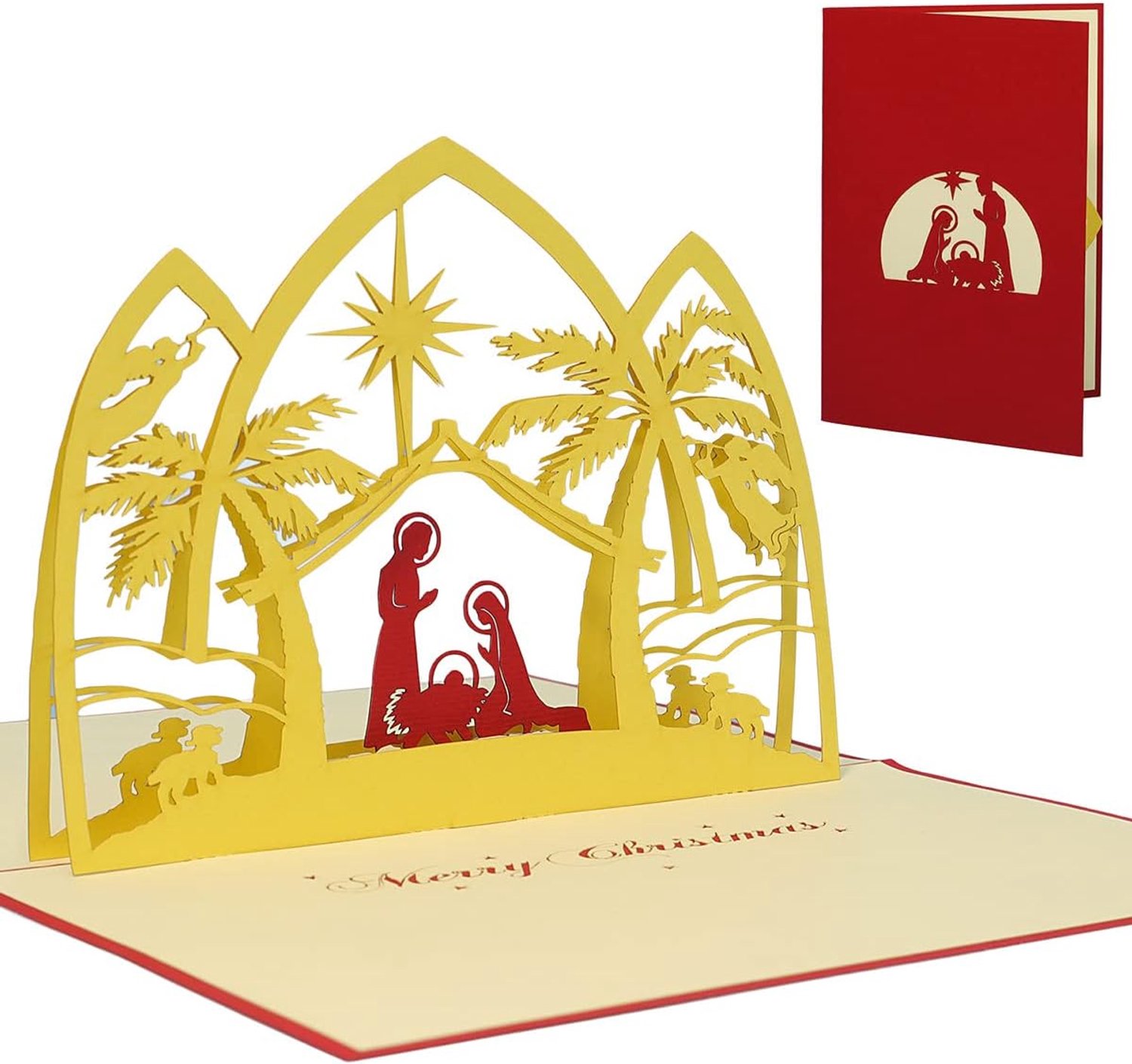 Lin 17150 3D pop-up kaarten met enveloppen rood