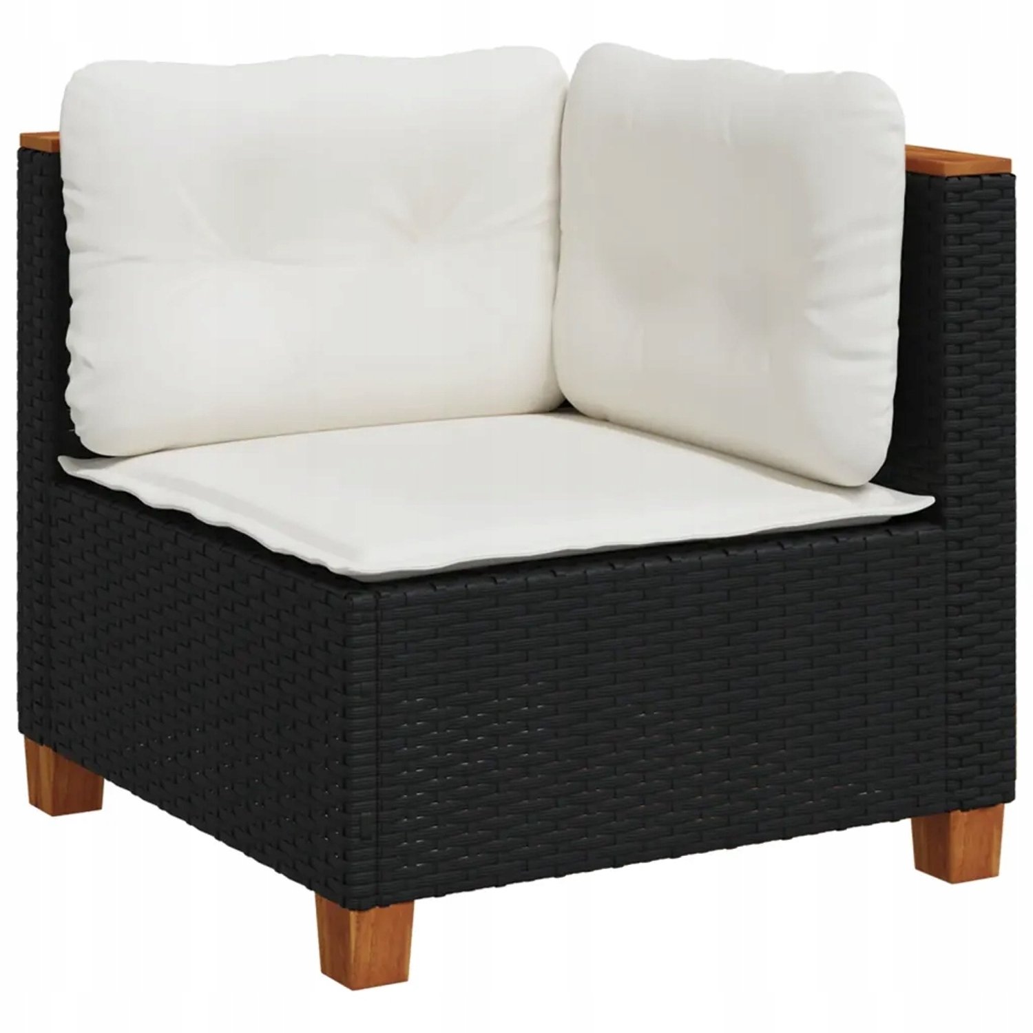 Zwarte Rattan PE Tuinbank met Kussens 63,5x63,5x62 cm