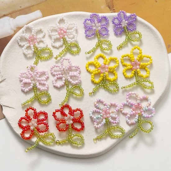 6 stuks kralen geweven kunstbloem, leuke ambachten decor accessoires voor het maken van haarclip, paars — afbeelding 3