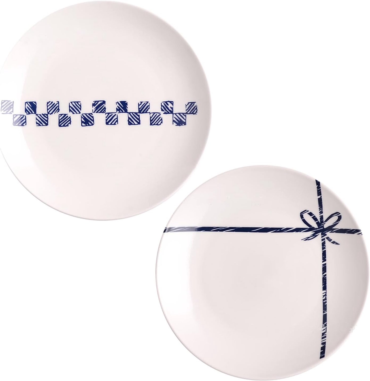 2 stukken Keramisch Dinerbord, Plaat Keramiek, Lunch Borden, voor Ontbijt, Diner, Snacks en Desserts (Cadeauknoop en Rruit)