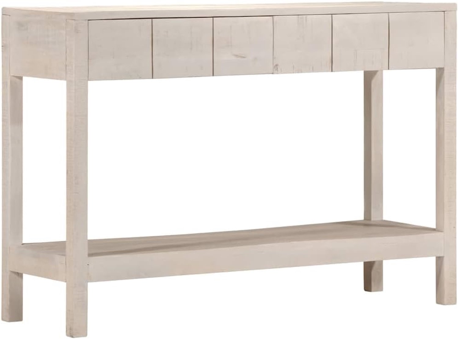 Consoletafel wit 110 x 35 x 75 cm massief hout mango met 2 laden en 1 plank - opbergruimte laden consoletafel voor hal en woonkamer