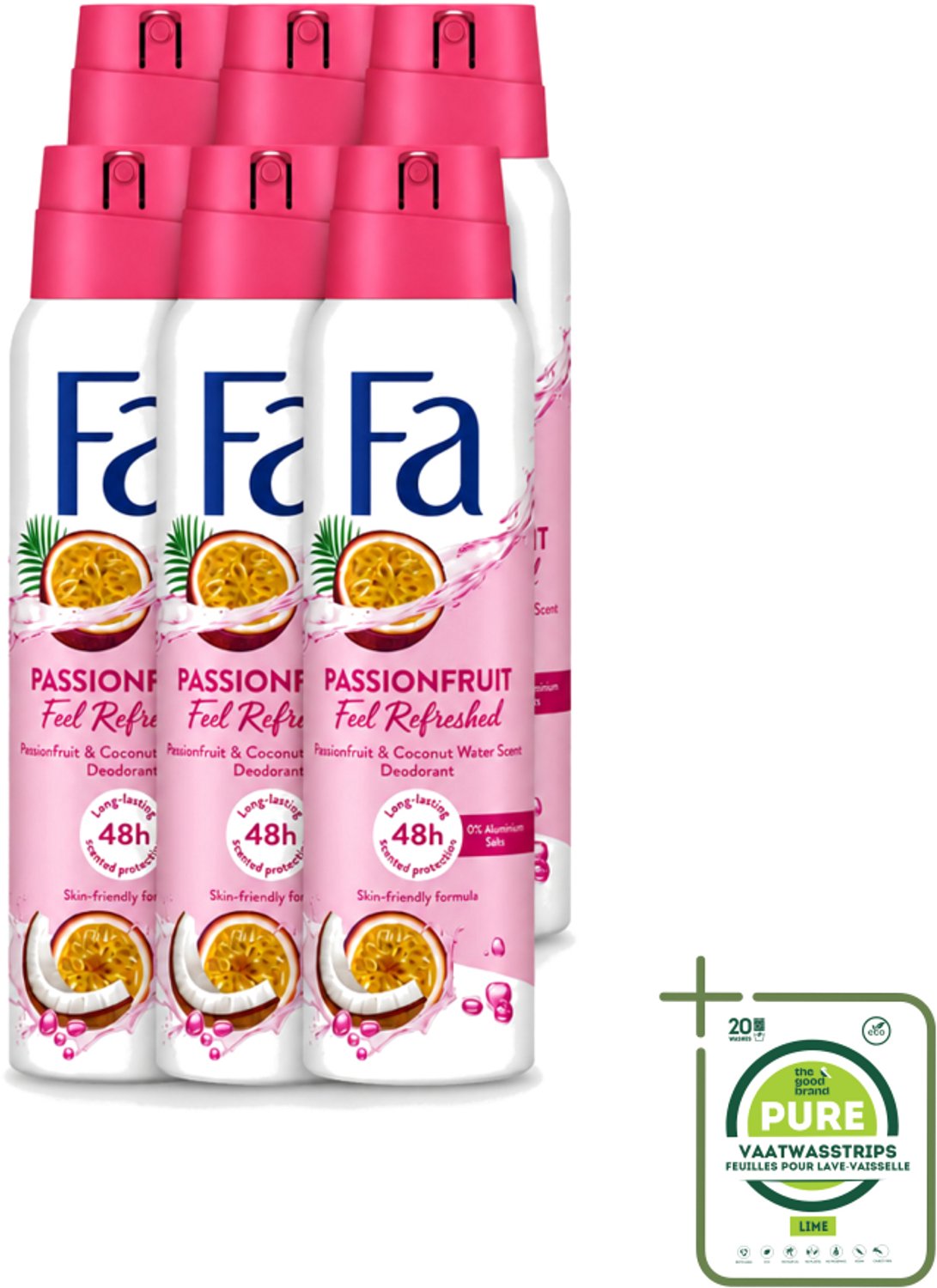 6 x Fa – Deodorant Spray – Passion Fruit – 150 ml - Grootverpakking - Deodorant Spray - Passievrucht - Zweetbestendig - Fris - Huidbescherming