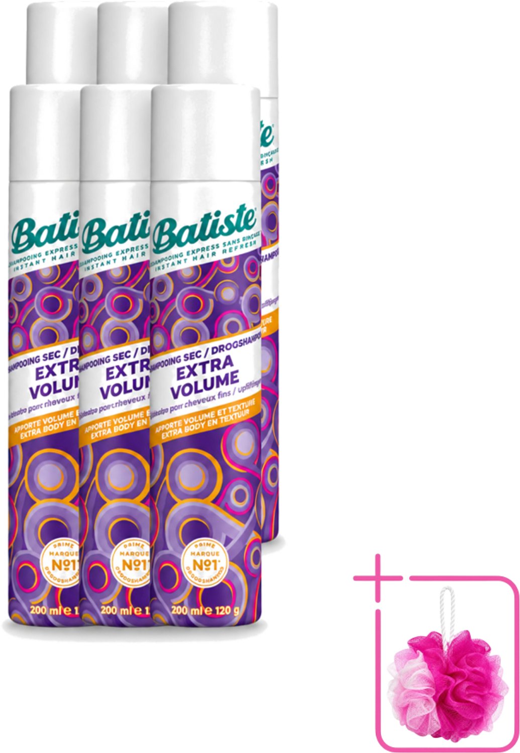 6 x Batiste - Extra Volume - Droogshampoo - Geeft Meer Volheid - Frist Vet Haar Op - 200ml - Bulkverpakking - Extra volume haar - Douchemop - Droogshampoo