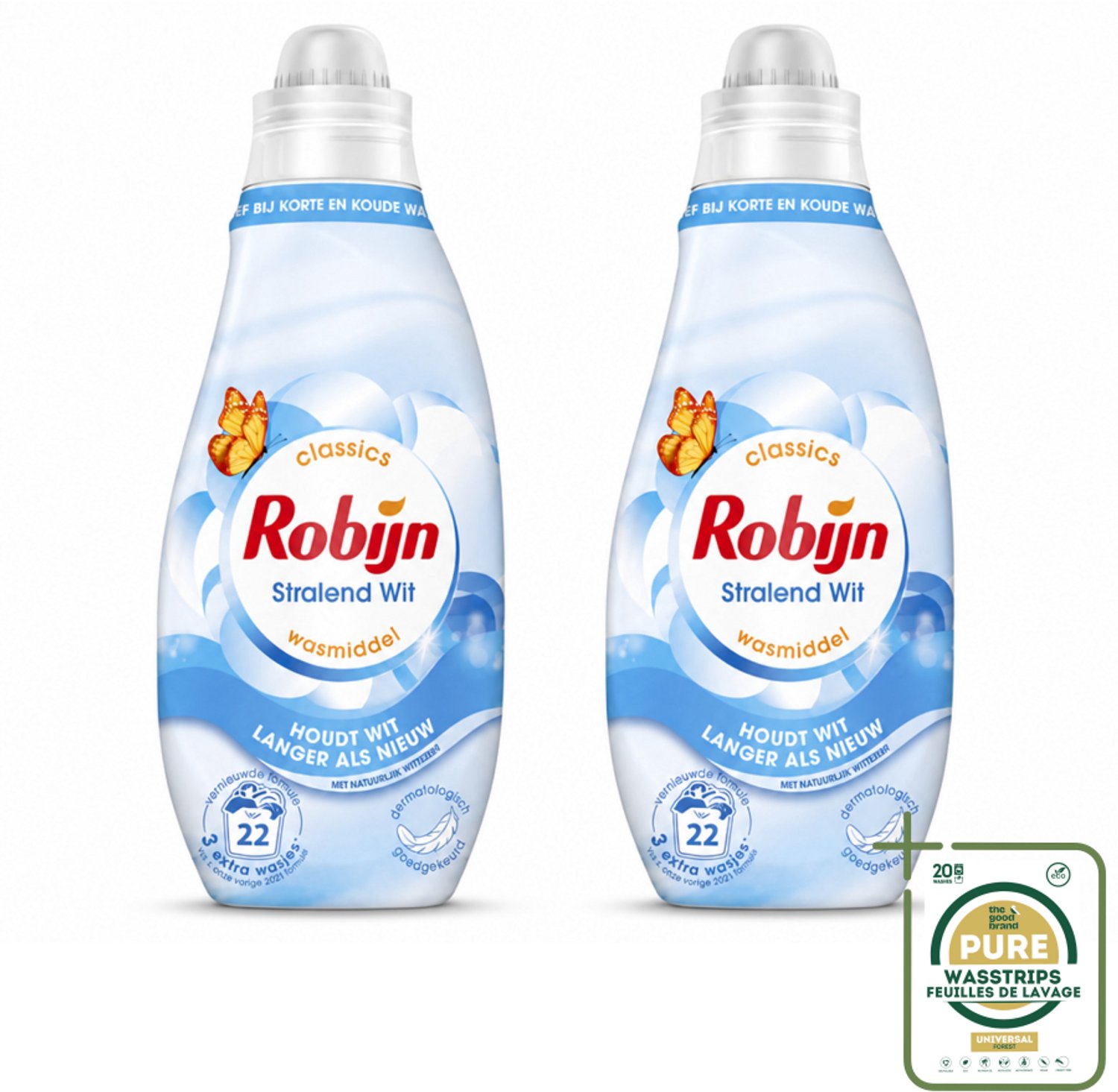2 x Robijn – Vloeibaar Wasmiddel – Klein & Krachtig Classics Stralend Wit - 665 ml - Wasstrips - Wit Wasmiddel - Wit En Licht Was - Witserum - Koud Wasmiddel - Korte Wasbeurten