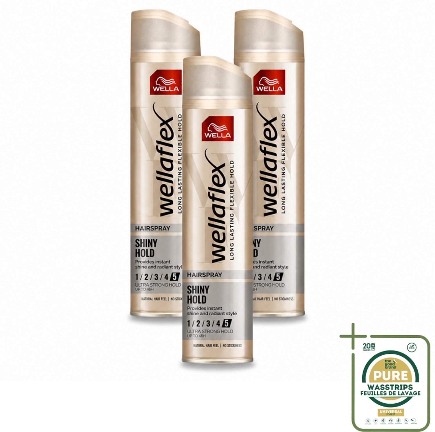 3 x Wella – Flex Shine Ultra Strong – Haarspray – 250 ml - Wasstrips - Haarspray - Glans - Haarfixatie - Haarverzorging - Haarverzorging