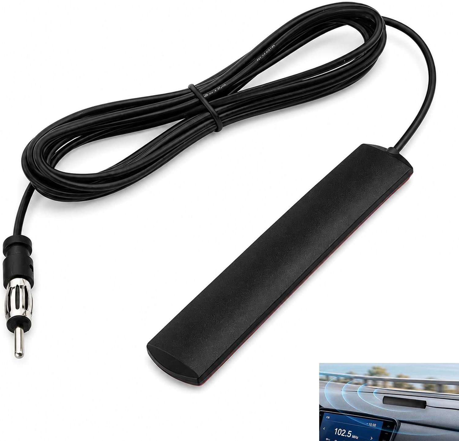 FM-autoantenne, autoradio-antenne, zelfklevend, voorruit met DIN-stekker, autoradio-antenne, gelijmd, AM FM-antenne, voor auto, SUV, vrachtwagen, verbetert ontvangst, radio-vervanging (3 m)