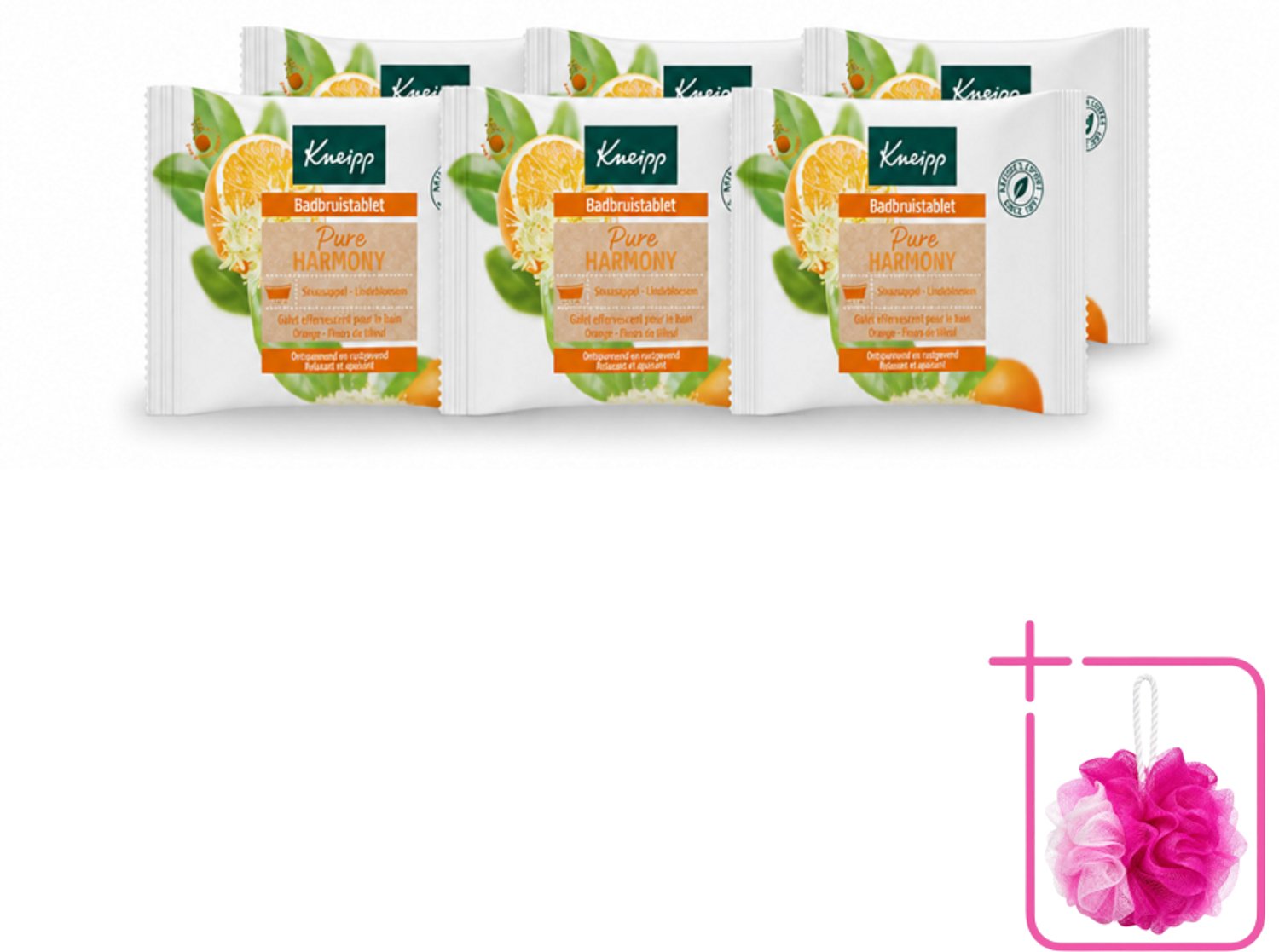 6 x Kneipp - Badbruistablet - Oranje lindebloesem - Bulkverpakking - Badbruistablet - Douchemop - Ontspanning