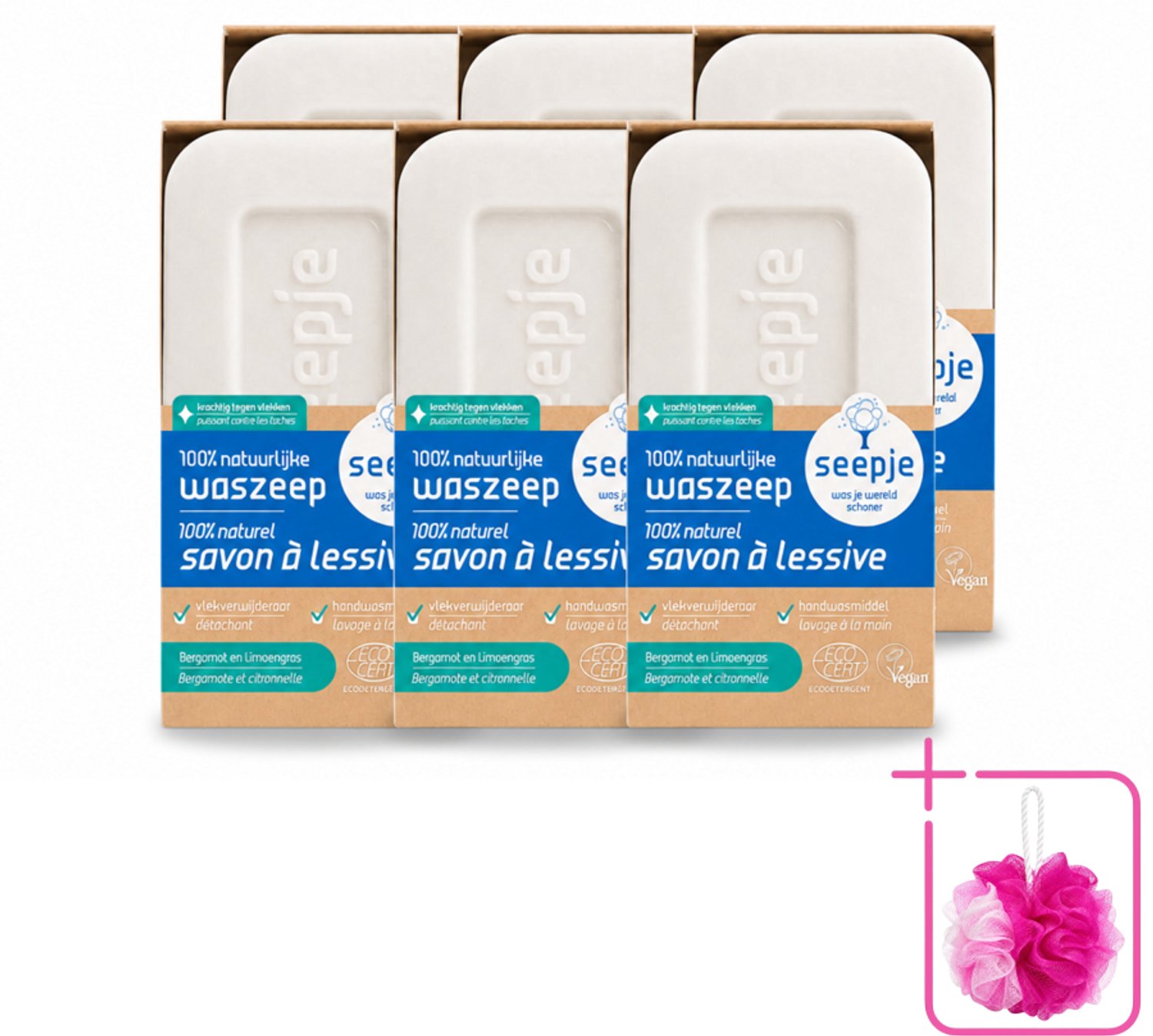 6 x Seepje - Waszeep - Handgemaakt & Natuurlijke Ingrediënten - Blok - 120 gr - Bulkverpakking - Natuurlijke wasmiddelen - Douchemop - Zeepblok
