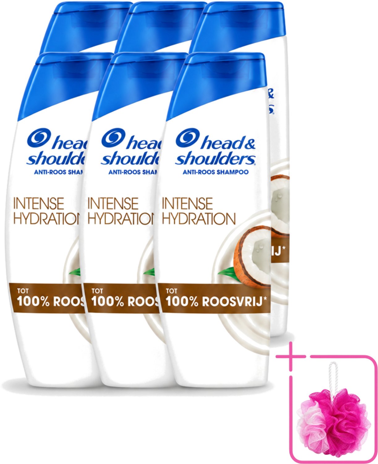 6 x Head & Shoulders - Shampoo - Intense Hydration - 100% Roosvrij - 300 ml - Bulkverpakking - Anti-roos shampoo - Douchemop - Hoofdoorzaak roos
