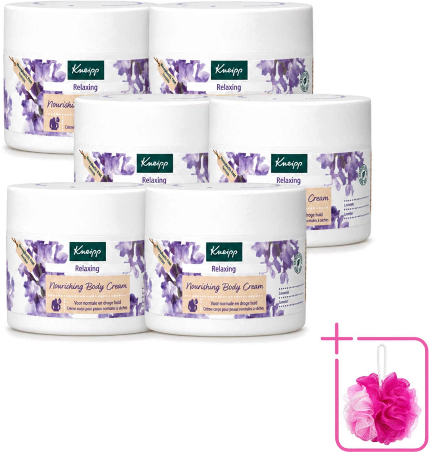 6 x Kneipp - Body crème - Relaxing - Lavendel - Rustgevende geur - 200 ml - Bulkverpakking - Kneipp Bodycrème Relaxing Lavendel - Douchemop - Ontspanning