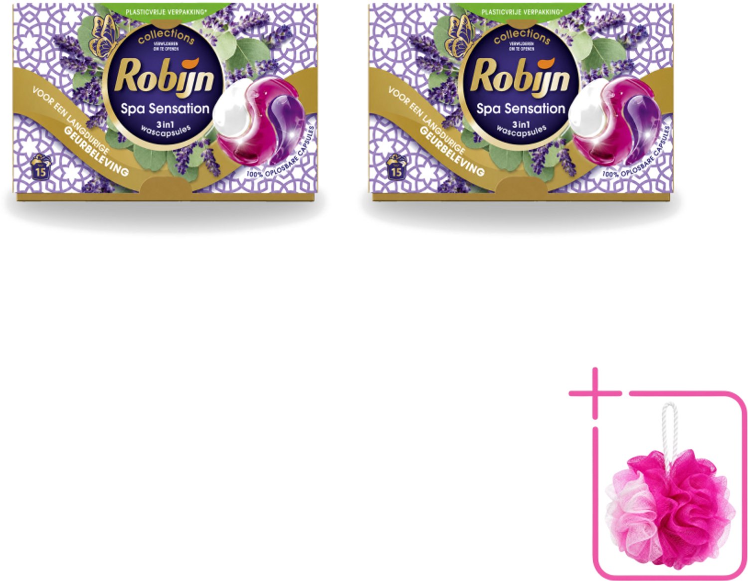 2 x Robijn - 3-in-1 Spa Sensation - Wascapsules - 15 Wasbeurten - Bulkverpakking - Wascapsules - Douchemop - Wasmiddel