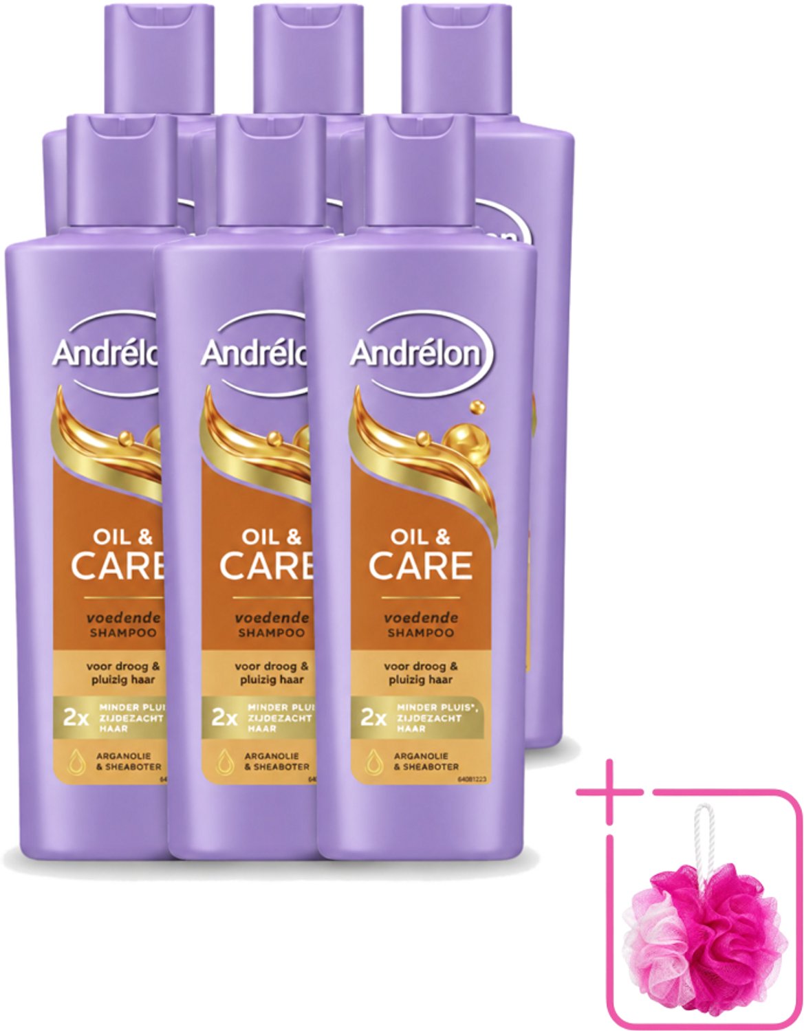 6 x Andrélon – Shampoo – Oil & Care – 250 ml - Bulkverpakking - Droog haar - Douchemop - Pluis