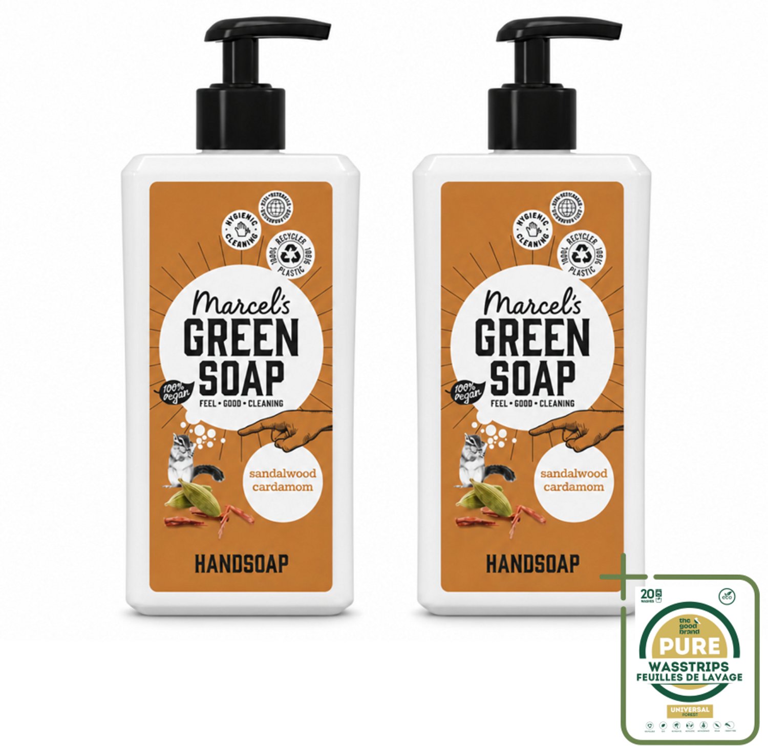 2 x Marcel's Green Soap - Handzeep - Sandelhout & Kardemom - Voor dagelijks gebruik - 500 ml - Wasstrips - Handzeep - Sandelhout - Kardemom - Natuurlijke Handzeep - Geur