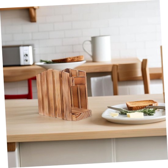 Vintage Houten Servethouder: Papieren Handdoekhouder Met Antislip Pads. Boerderijkeukendecoratie Voor Eettafel, Aanrecht En Koffiebar. — afbeelding 4