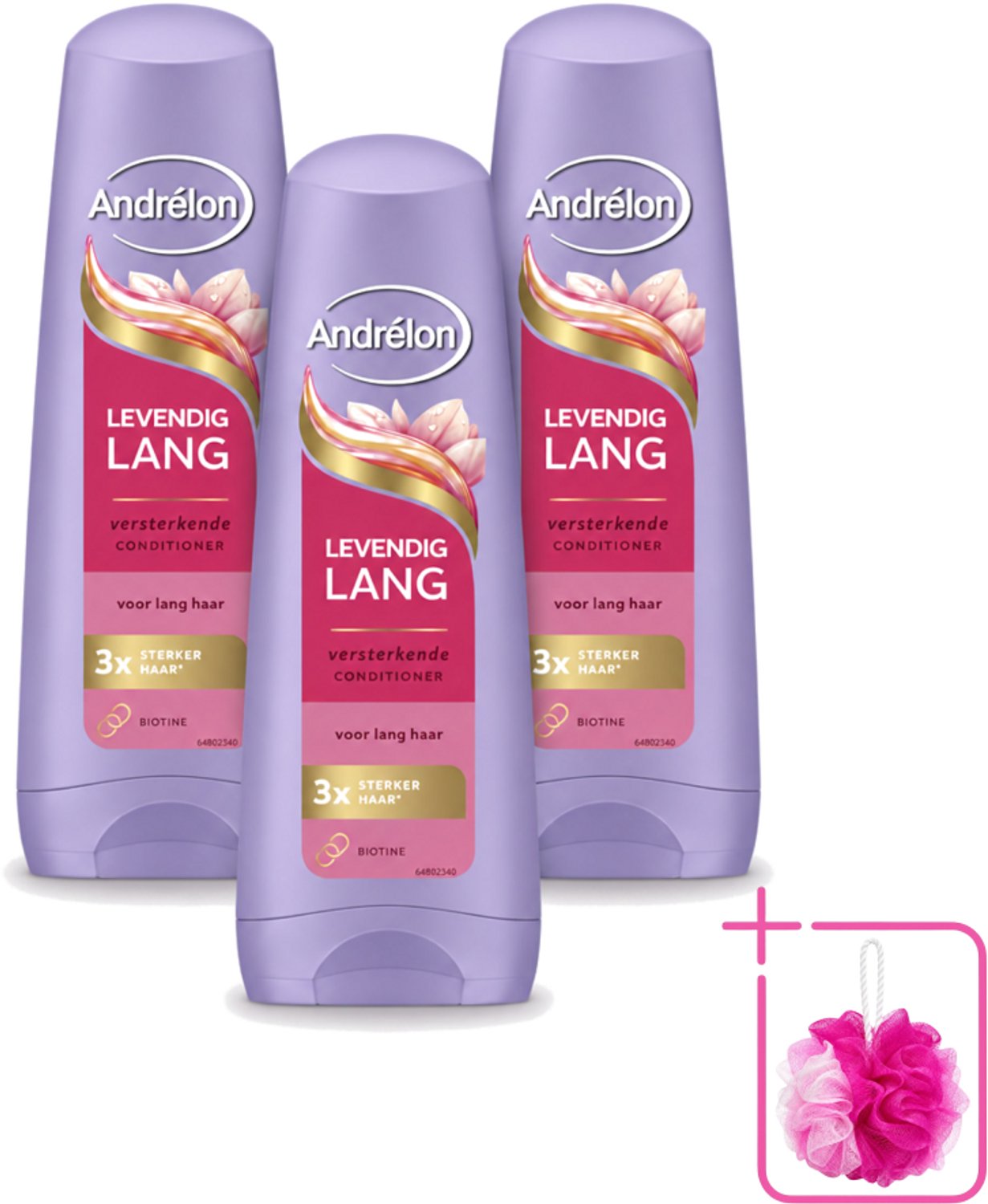 3 x Andrélon – Conditioner – Levendig Lang – 200 ml - Bulkverpakking - Lang haar verzorgen - Douchemop - Haar versterken