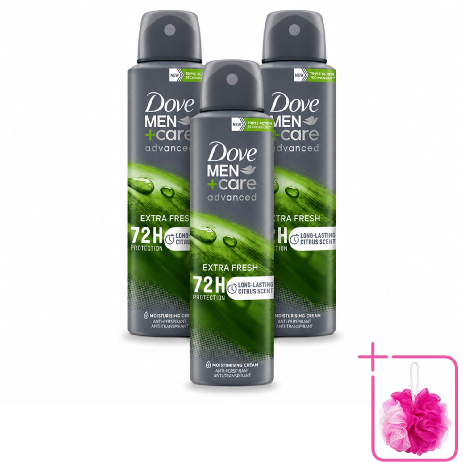 3 x Dove Men+Care Deodorant Spray - Extra Fresh - 150 ml - Bulkverpakking - Anti-zweet - Geurcontrole