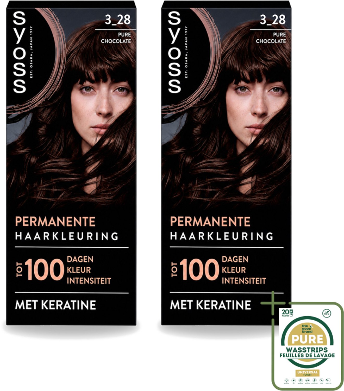 2 x SYOSS - Coloration 3-28 Pure Chocolade - Haarverf - Grijsdekking - Vermindert Haarbreuk - Wasstrips - Haarverf - Permanente Haarkleuring - Grijsdekking - Keratine - Langhoudende Kleur