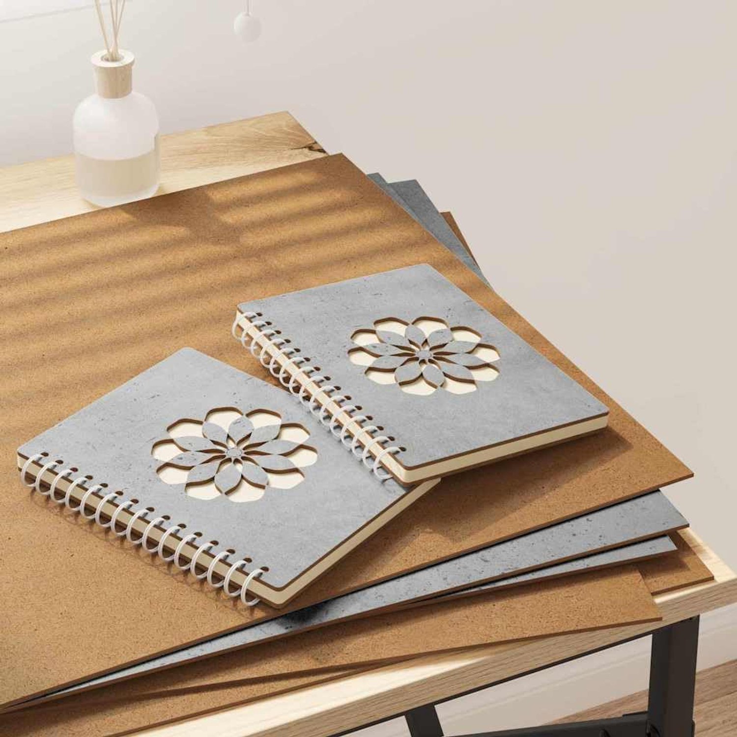 Decoratieve platen, set van 12, betongrijs, 40 x 60 cm, houtmateriaal, wandpanelen voor creatieve knutselprojecten en doe-het-zelf wanddecoratie
