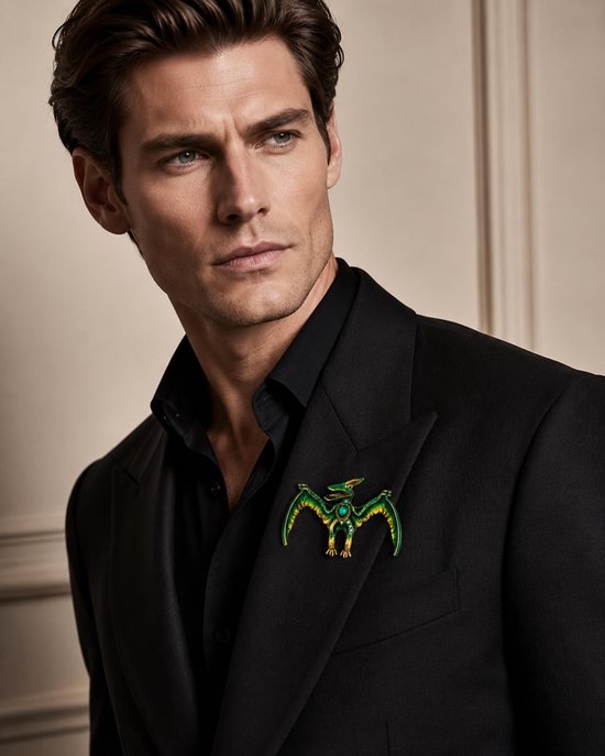 Vintage pterodactyl dinosaurus broche zinklegering draak speld voor dames heren opvallende bedels cadeaus jassen pakken jurk accessoires — afbeelding 2