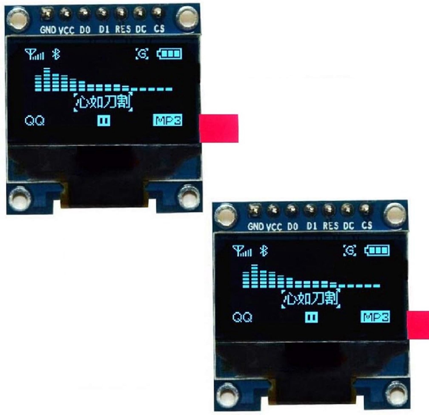 2 Piece 7 Pin 0.96 Inch OLED Display 12864 SPI IIC Serial LCD Screen Module for Arduino - Blue Font - ShopVlot