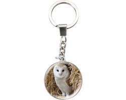 Magnidome Keychains - Owl by Deluxebase. Crystal Glass Keychain. Domed Keychain with an Owl with a Stainless Steel Chain