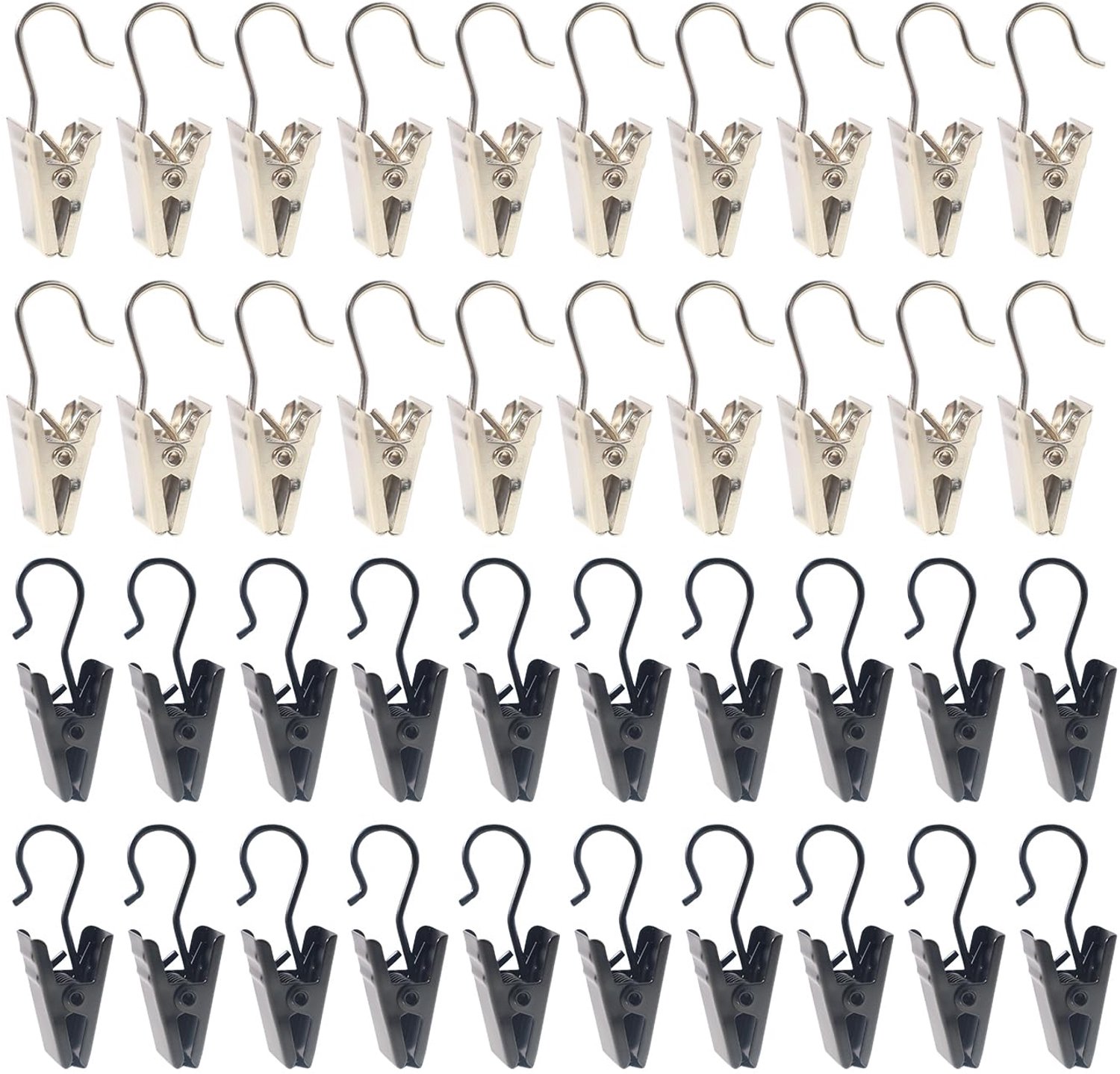 40 stuks roestvrijstalen gordijnclips met haken, metalen hanghaken, robuuste gordijnhaken hanger clips voor foto - ShopVlot