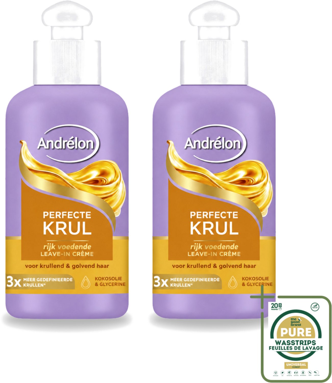 2 x Andrélon – Leave-In Crème – Perfecte Krul – 200 ml - Wasstrips - Krul Haar - Krul Haar Crème - Leave-in Crème - Krul Haar Verzorging - Krul Haar Voeding