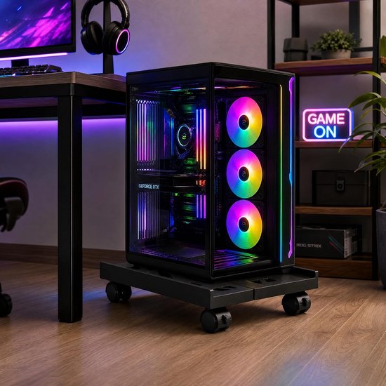 Stack Pc Trolley Fixed PC Stand: PC Trolley with Wheels, Adjustable CPU Bottom Stand for ...