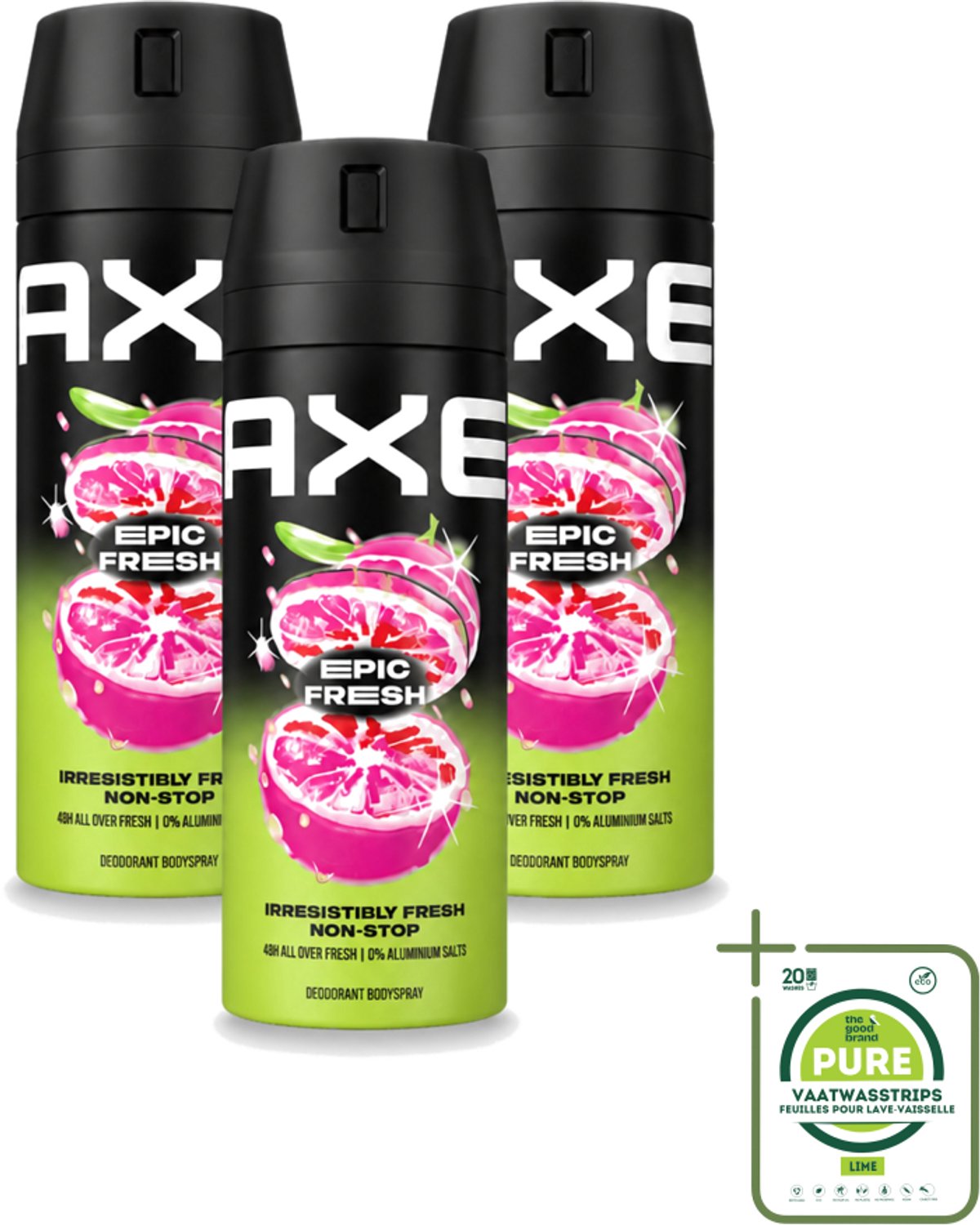 3 x Axe – Deodorant Spray – Epic Fresh – 150 ml - Grootverpakking - Deodorant Spray - Zweetgeur Bestrijding - Frisheid - Energie - Mannelijke Geur