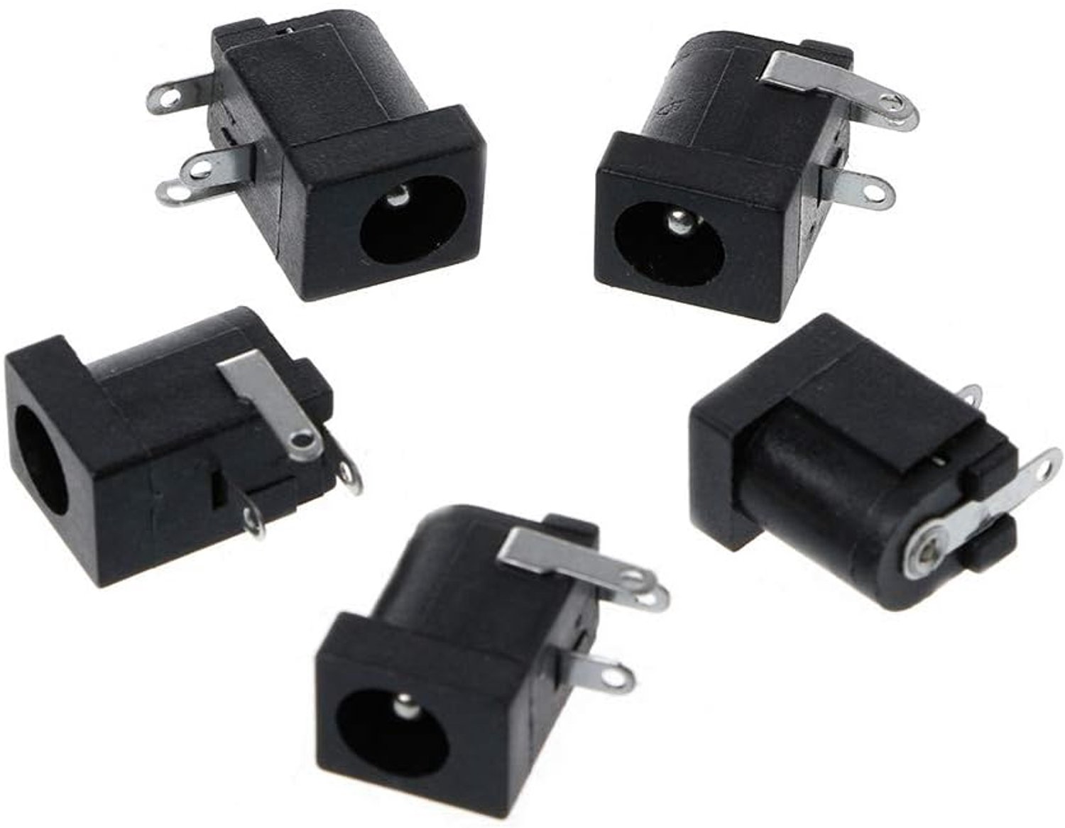 DC-005, zwart, voor stekker 5,5 x 2,1 mm, barrel type, PCB, 5 stuks - ShopVlot